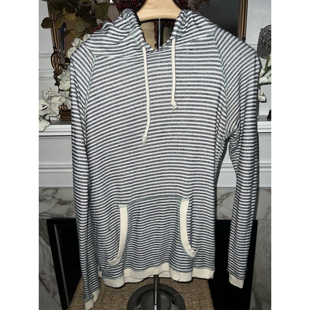 RIOT womens size small hooded striped‎ blue hoodie sweatshirt pullover